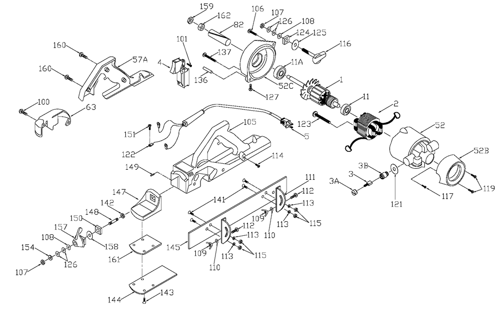 Page A Diagram and Parts List for 9118 Type 2 Porter Cable Planer Jointer